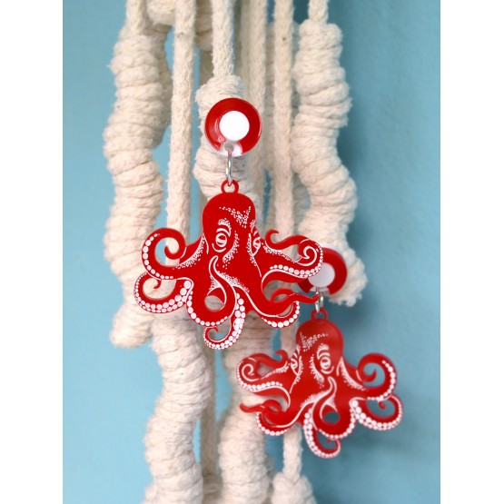 Серьги Graphic Octopus Red